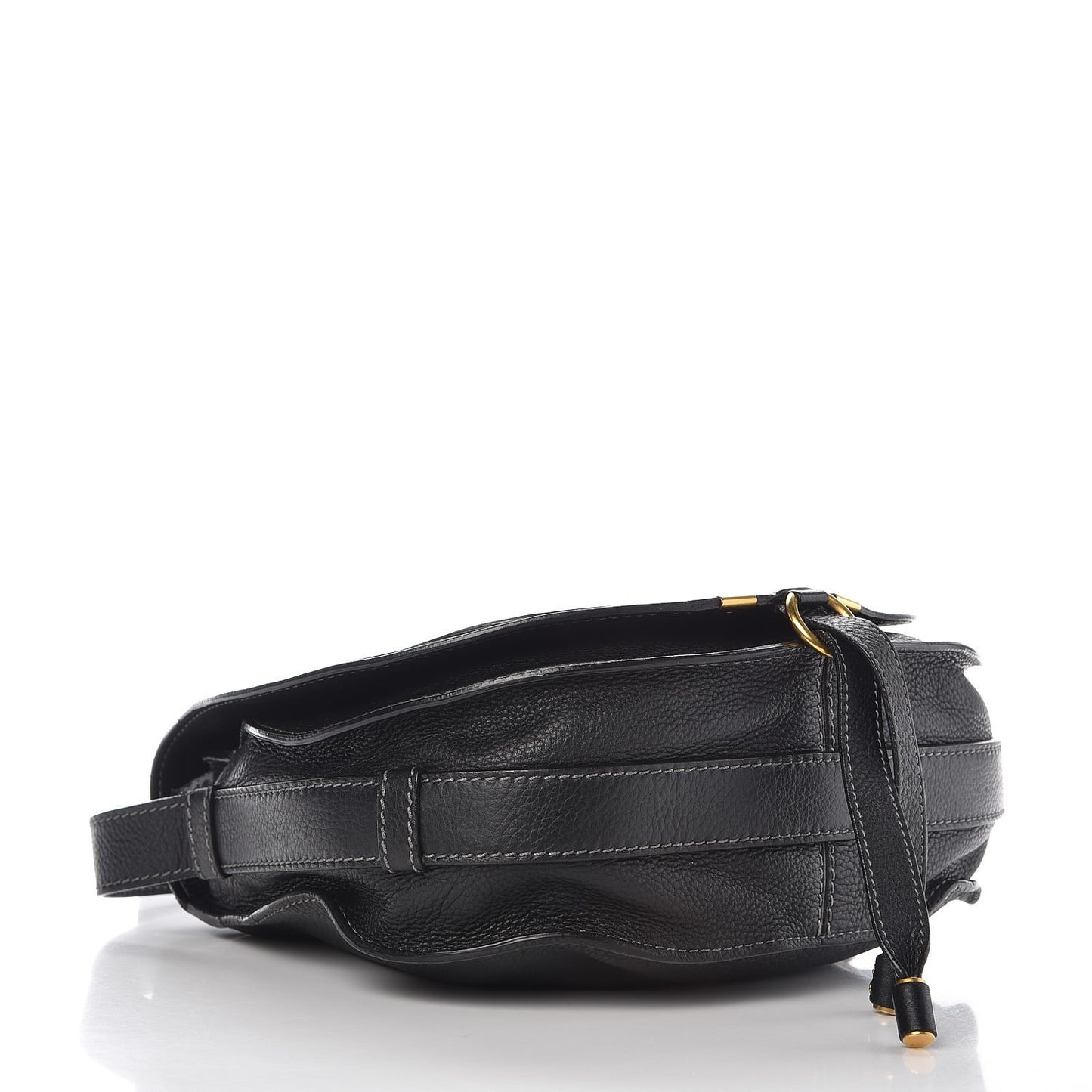 Calfskin Medium Marcie Round Crossbody Bag Black