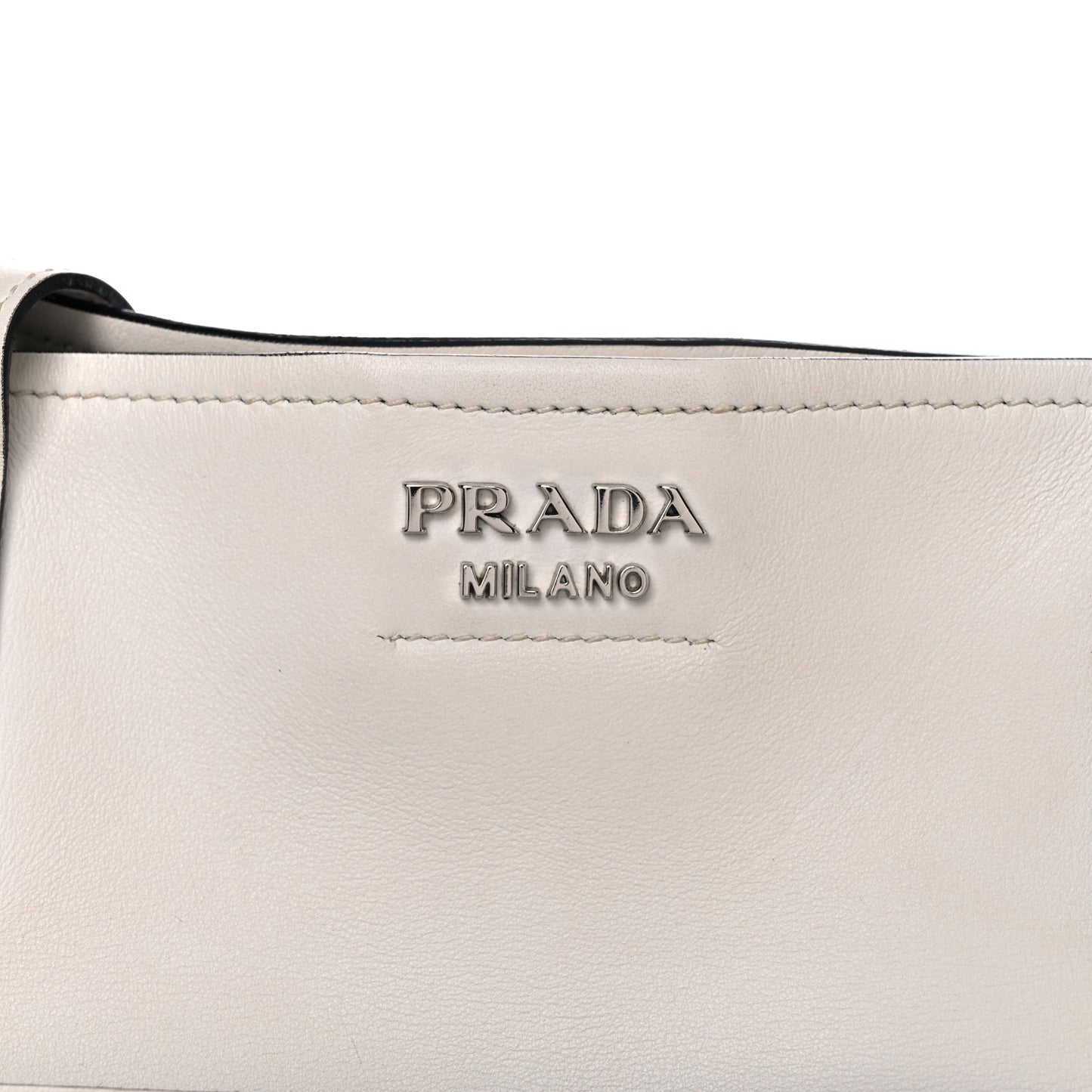 City Calf Front Pocket Large Shopping Tote White Black