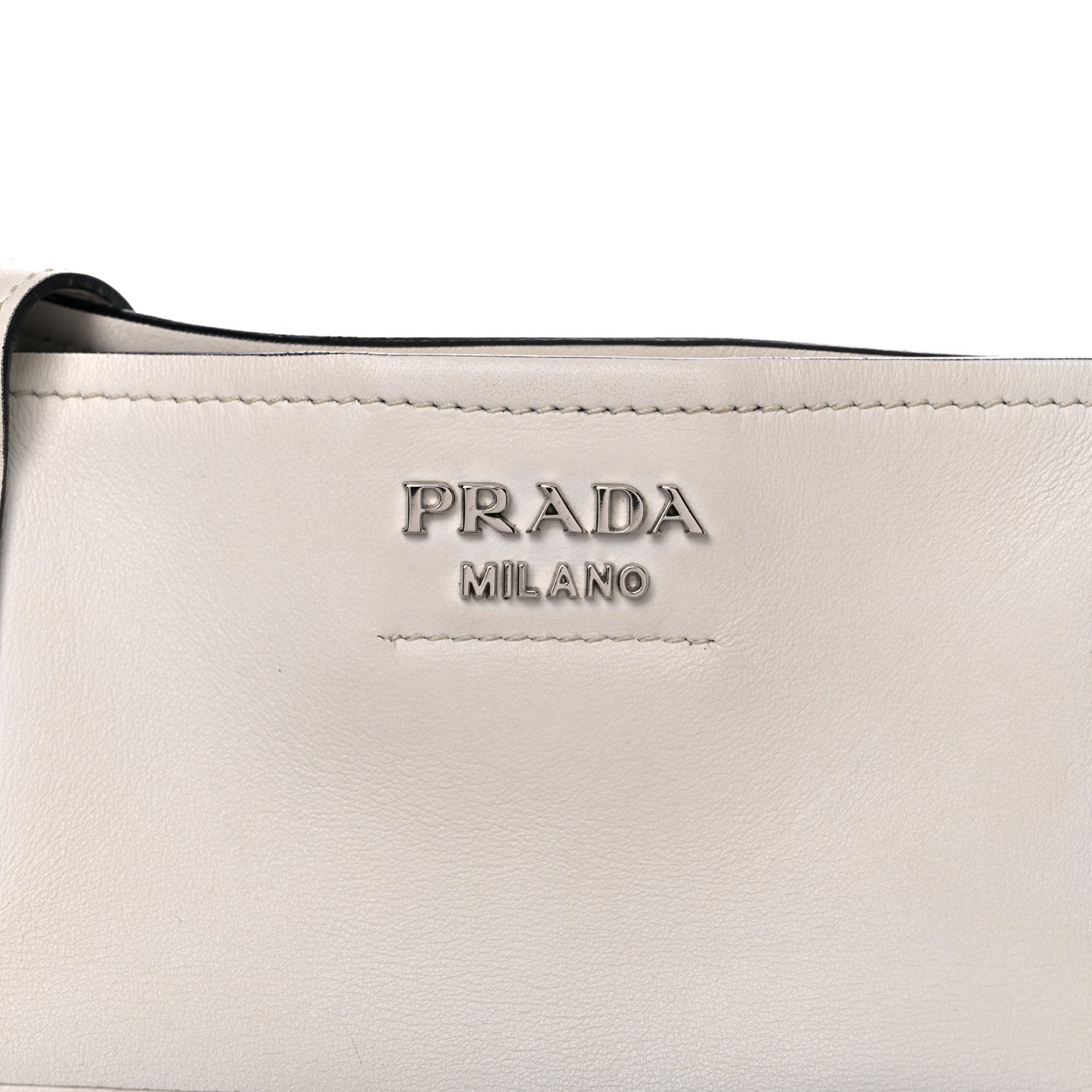 Prada City Calf Front Pocket Large Shopping Tote White Black 22 of 22