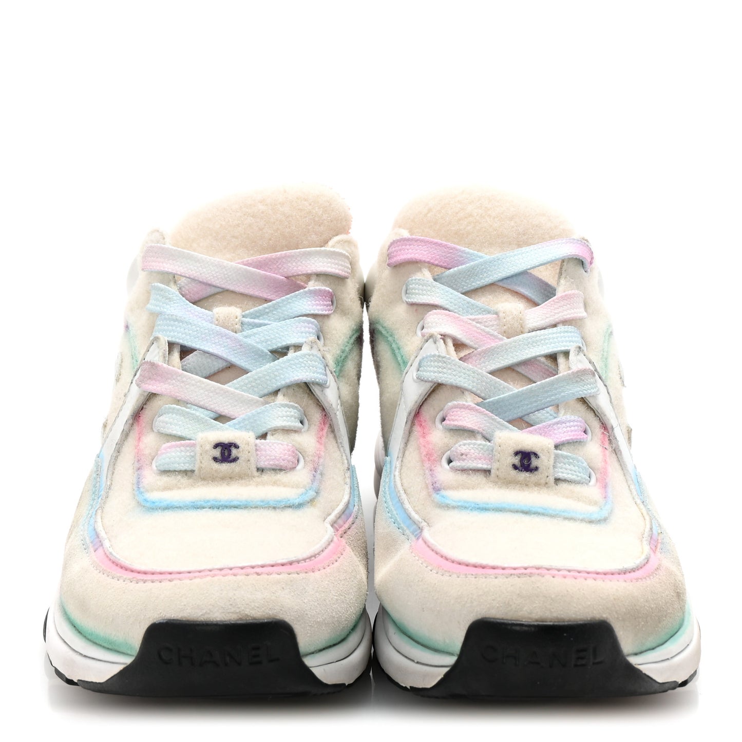 Wool Suede Calfskin CC Sneakers 36.5 Multicolor