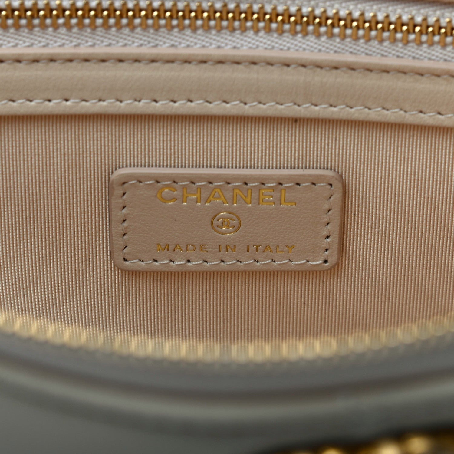 Chanel Shiny Goatskin Quilted Chanel 19 Pouch Beige 6 of 8
