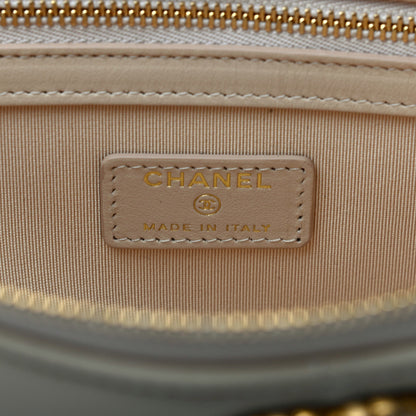 Chanel Shiny Goatskin Quilted Chanel 19 Pouch Beige 6 of 8