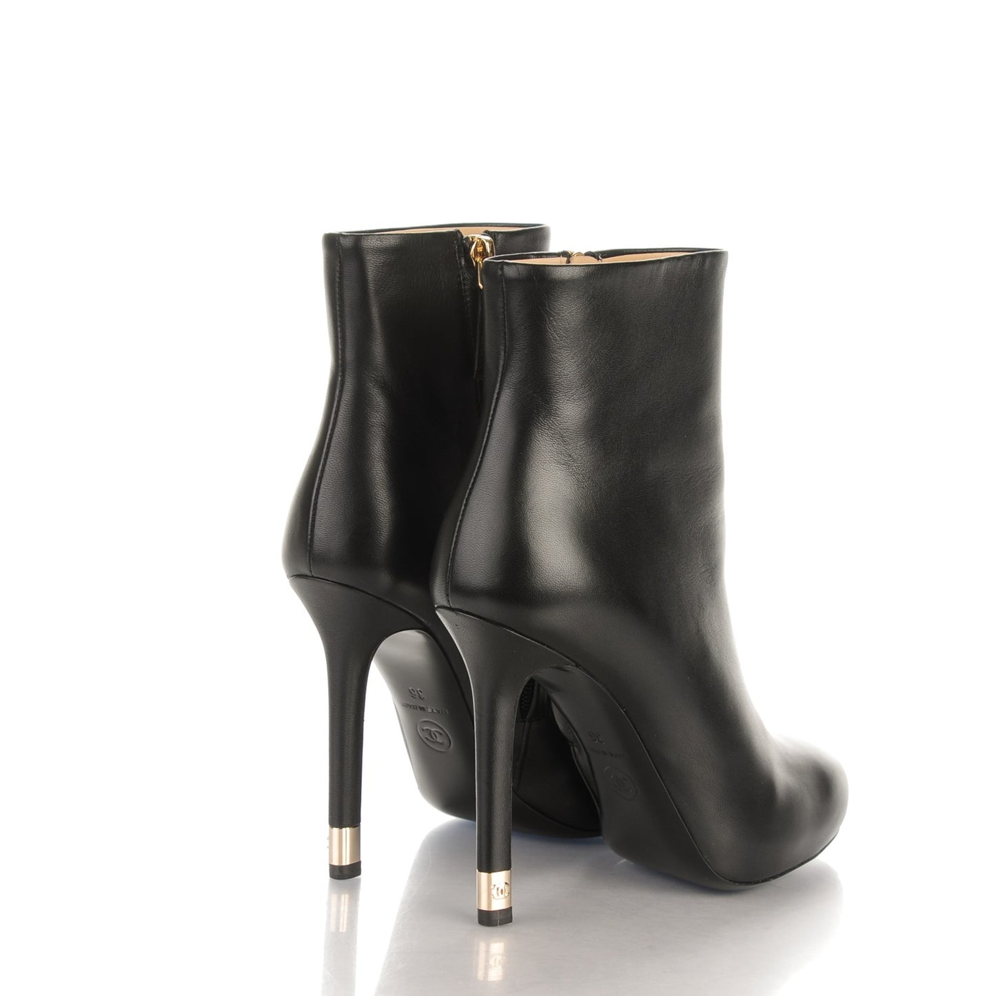Lambskin Short Boots 36 Black