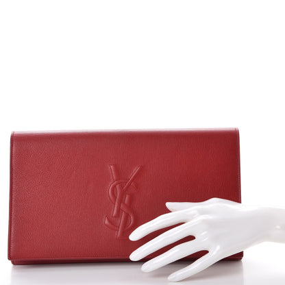 Saint Laurent Goatskin Monogram Large Belle De Jour Clutch Red 2 of 10