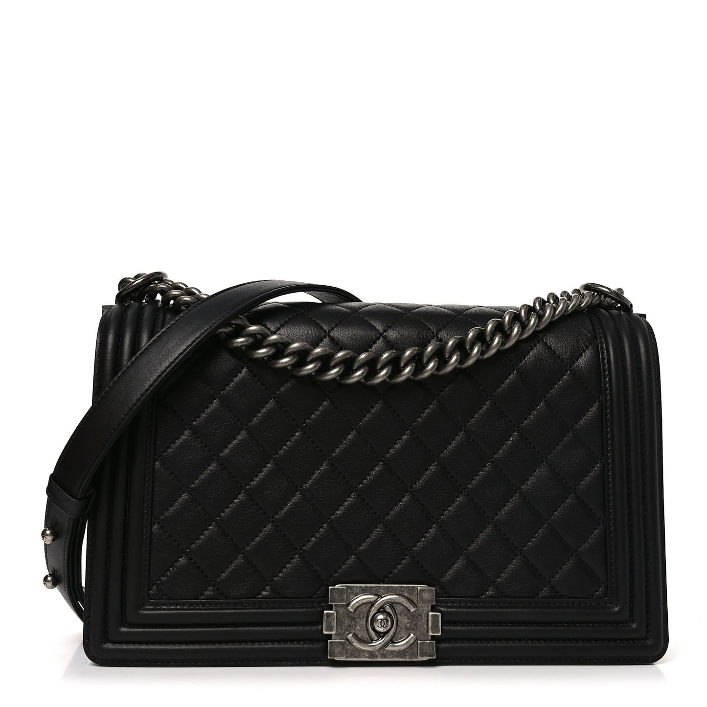 Calfskin Quilted New Medium Boy Flap Black