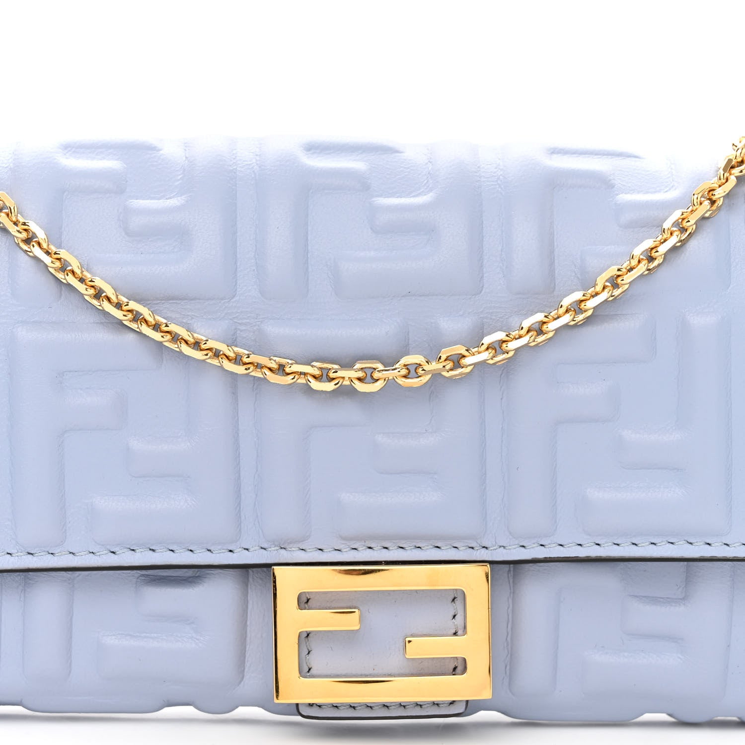 Fendi Nappa Matisse FF Embossed Continental Wallet on Chain Placid Blue 7 of 9