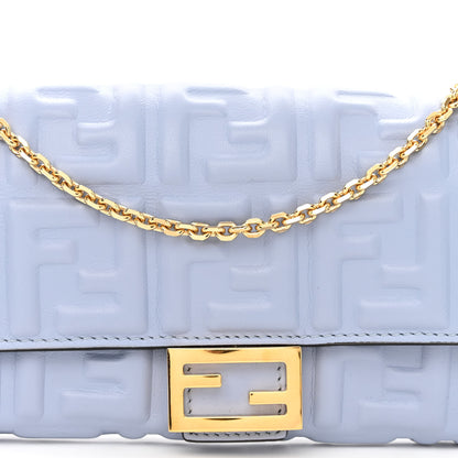 Fendi Nappa Matisse FF Embossed Continental Wallet on Chain Placid Blue 7 of 9