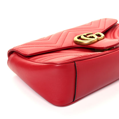 Gucci Calfskin Matelasse Small GG Marmont Shoulder Bag Hibiscus Red 8 of 9
