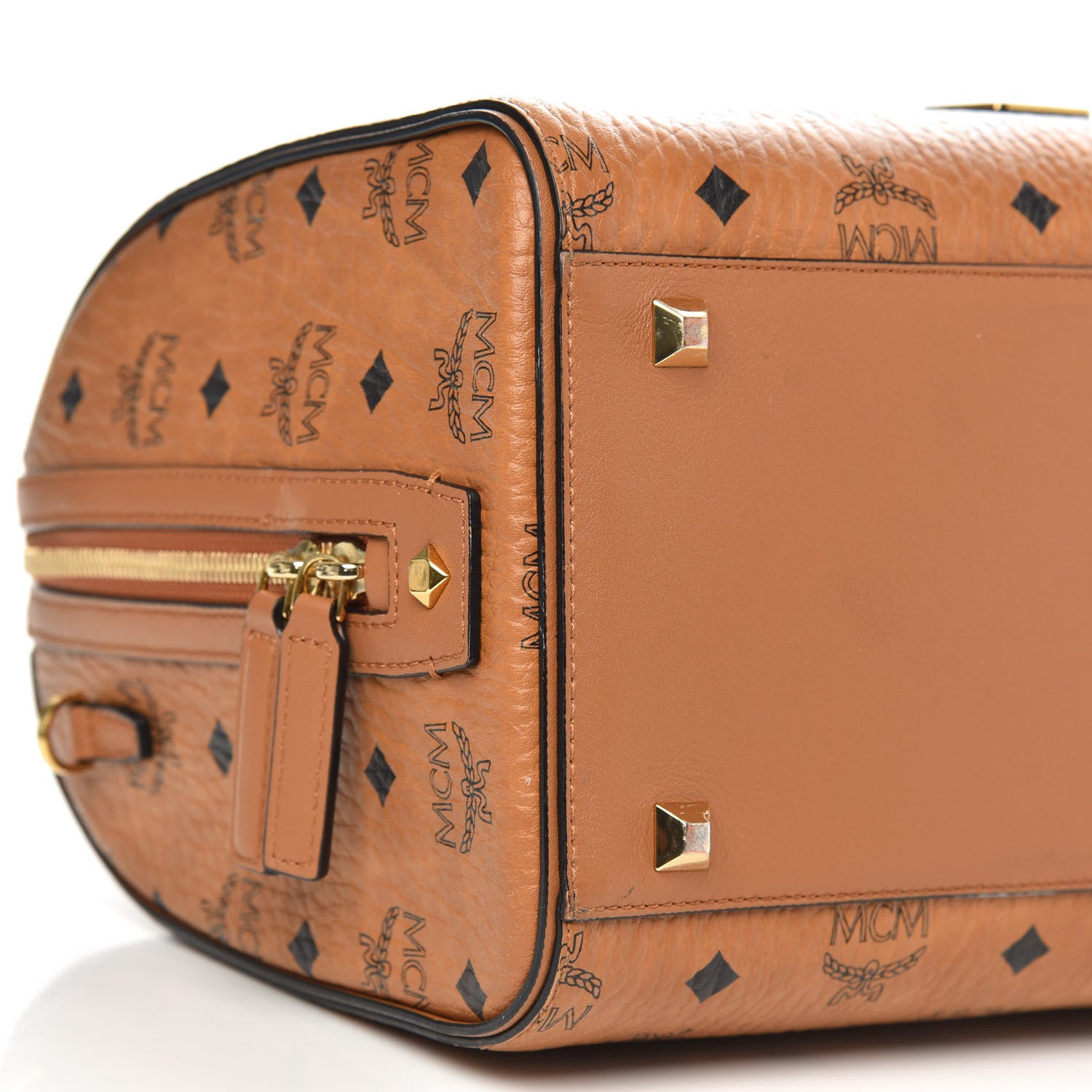 MCM Visetos Medium Boston Bag Cognac 9 of 15