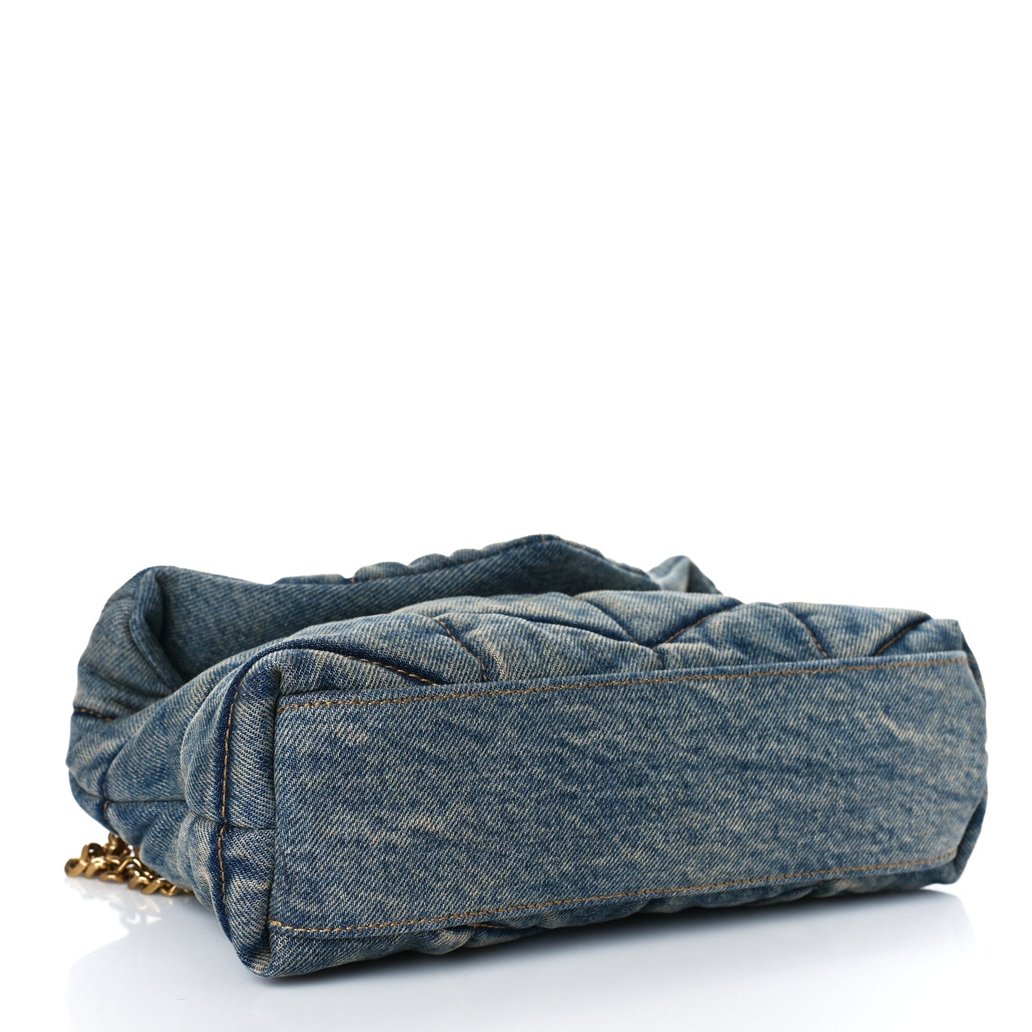 Saint Laurent Denim Quilted Toy Loulou Puffer Monogram Chain Satchel Blue Cinnamon 3 of 7