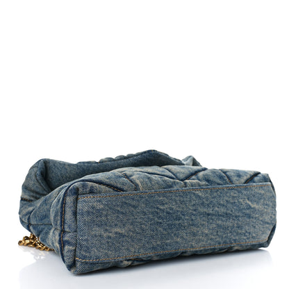 Saint Laurent Denim Quilted Toy Loulou Puffer Monogram Chain Satchel Blue Cinnamon 3 of 7