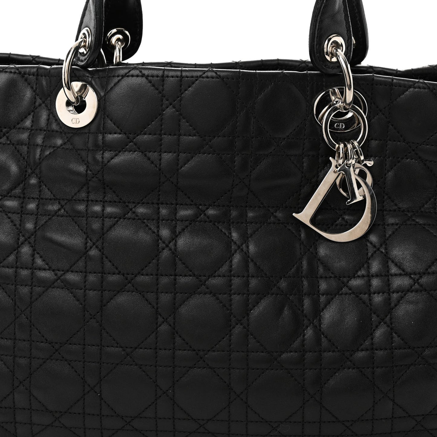 Lambskin Cannage Large Soft Lady Dior Shopping Tote Black