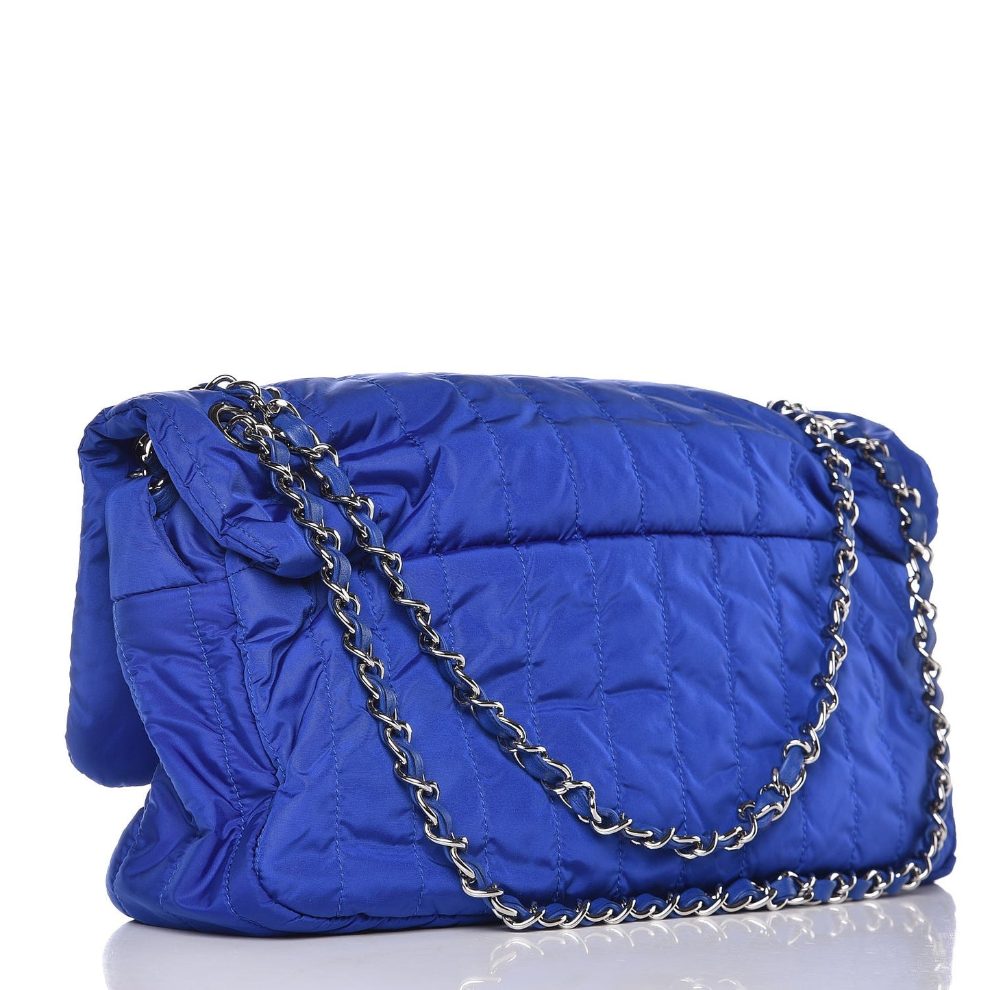 Nylon Vertical Quilted Jumbo Flap Cobalt Blue