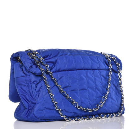 Chanel Nylon Vertical Quilted Jumbo Flap Cobalt Blue 4 of 9