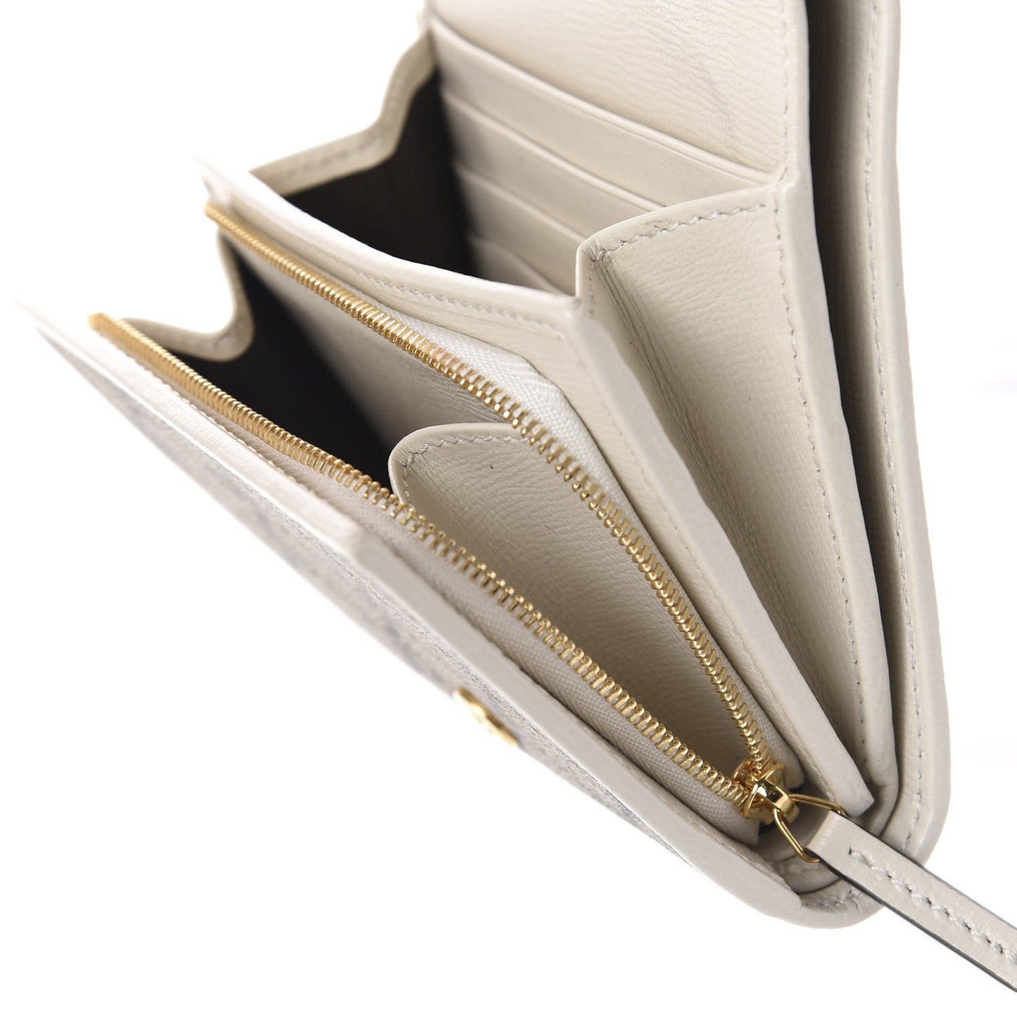 GG Supreme Monogram Azalea Calfskin Horsebit 1955 Flap Card Case Wallet Beige Ebony Mystic White