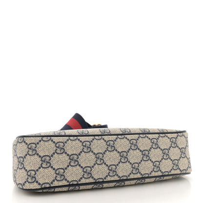 Gucci GG Supreme Monogram Textured Dollar Calfskin Web Small Ophidia GG Handbag Beige Blue 4 of 11