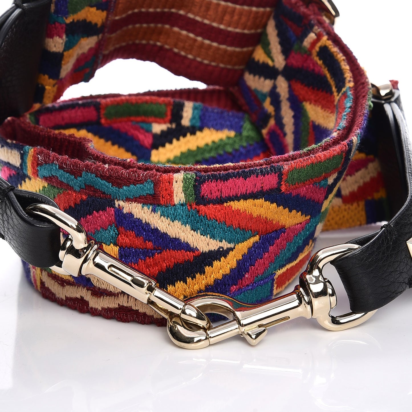 Canvas Geometric Embroidered Rockstud Guitar Strap Multicolor