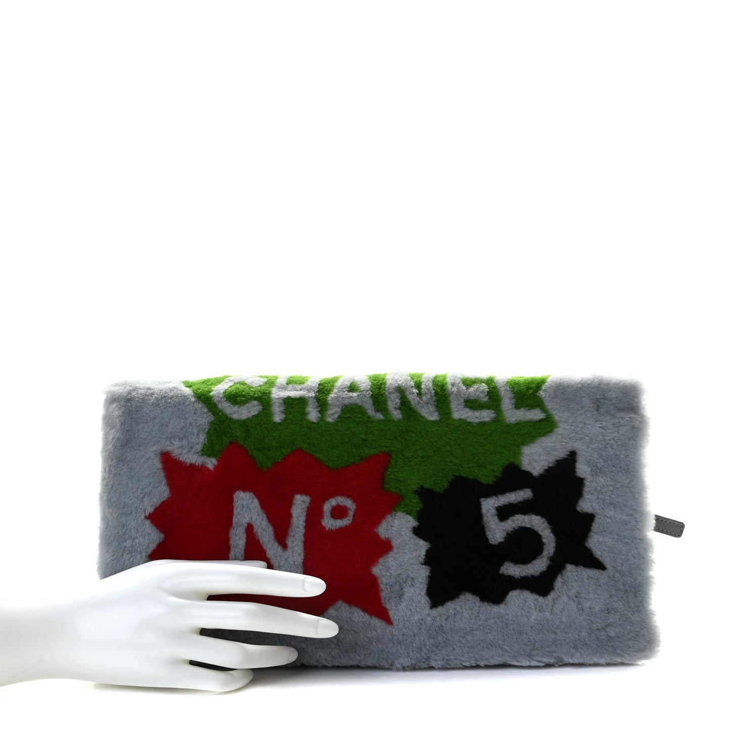 Shearling Lambskin Chanel 100% Clutch Grey
