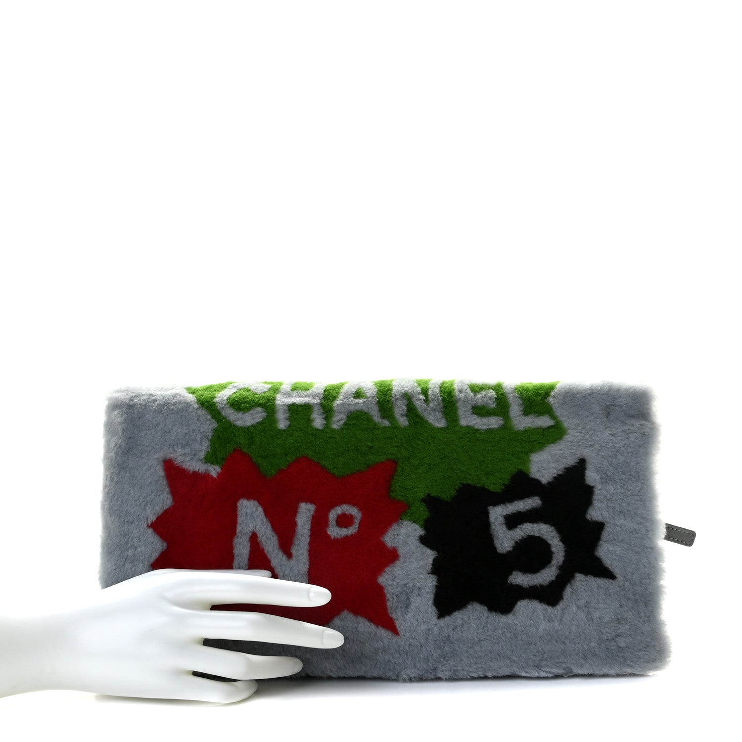 Chanel Shearling Lambskin Chanel 100% Clutch Grey 2 of 11