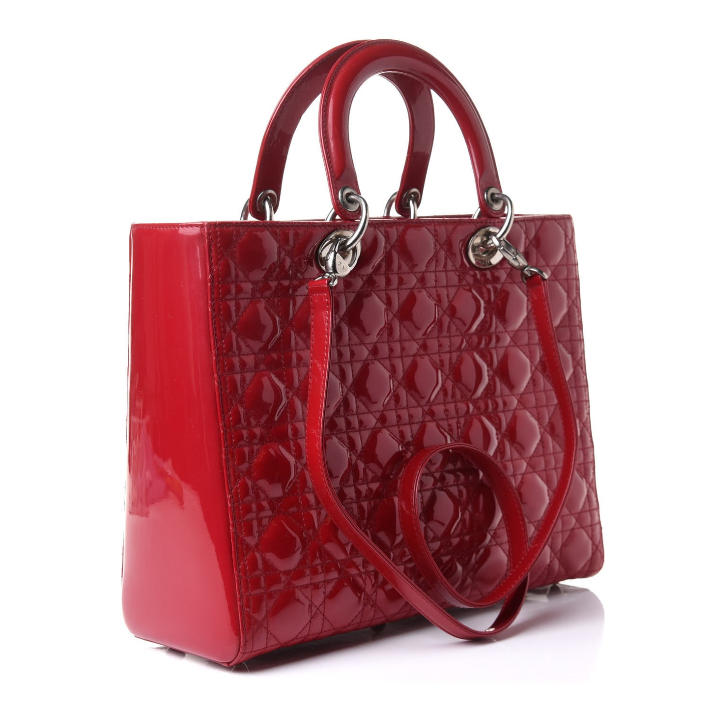 Patent Cannage Large Lady Dior Red