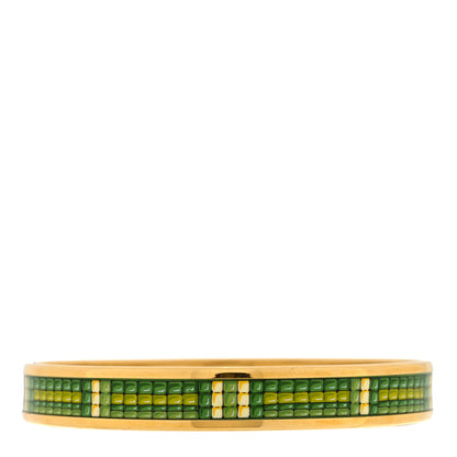 Hermes Enamel Printed Narrow Bracelet 70 Green 5 of 9