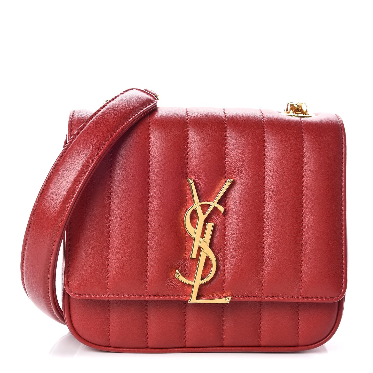 Lambskin Matelasse Monogram Small Vicky Chain Bag Red