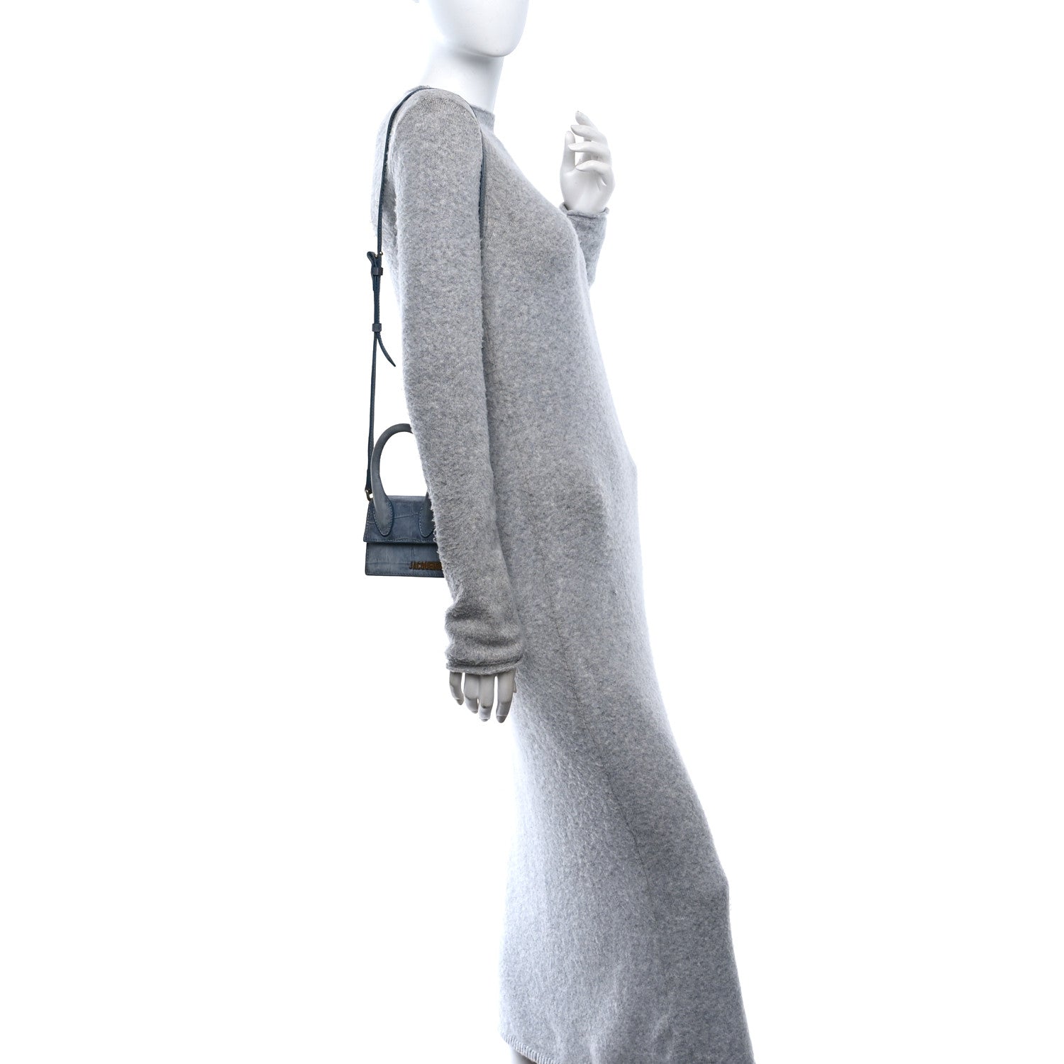 Jacquemus Suede Crocodile Embossed Le Chiquito Blue 2 of 9