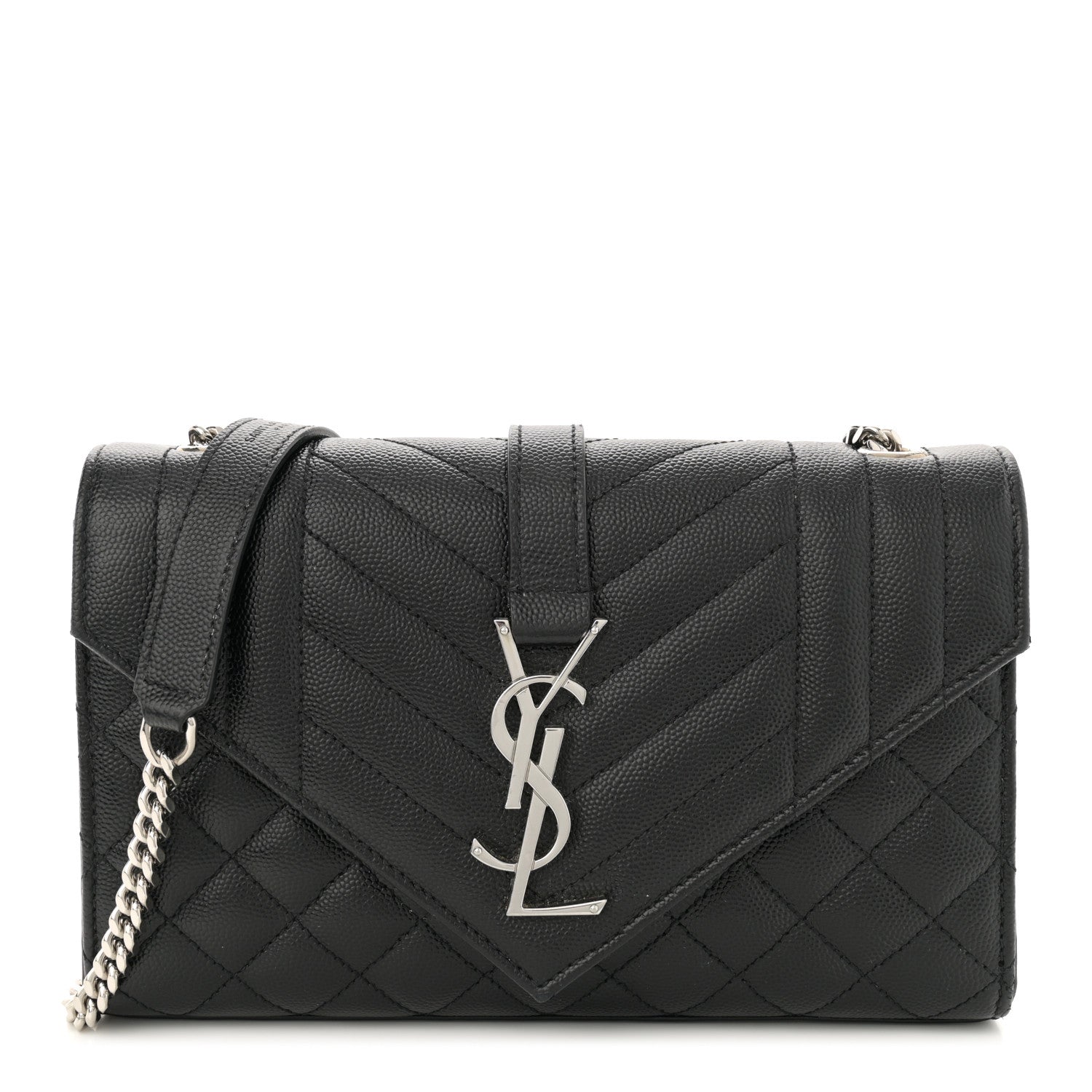 Saint Laurent Grain De Poudre Textured Mixed Matelasse Triquilt Small Monogram Satchel Black 1 of 13