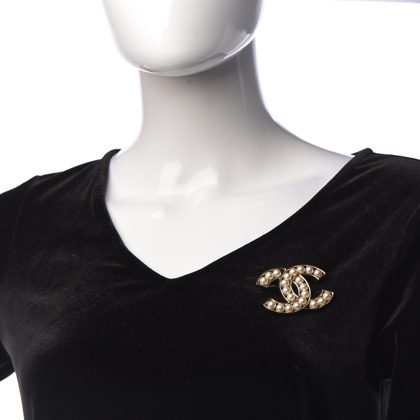 CC Pearl Brooch Pin Gold