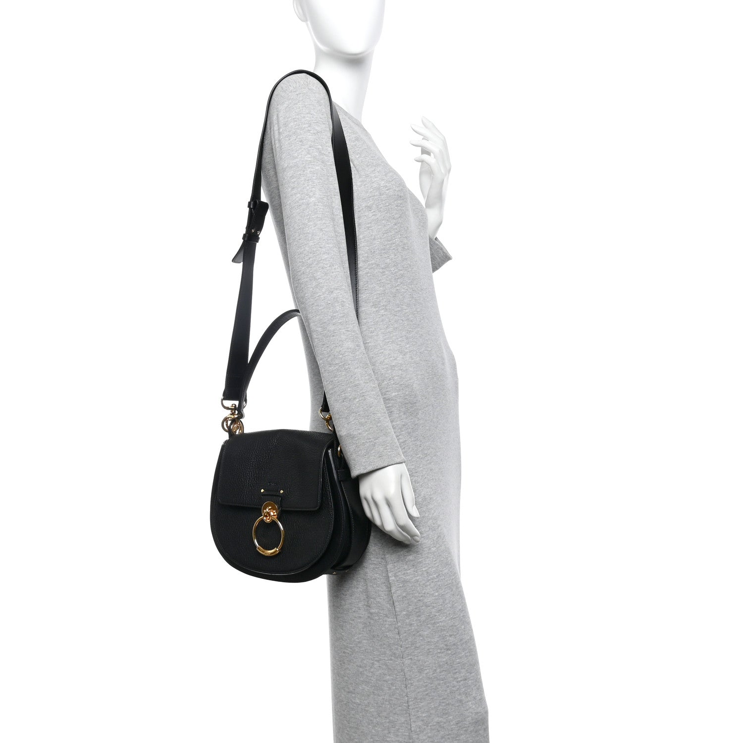 Chloe Grained Calfskin Large Tess Bag Black 2 of 9