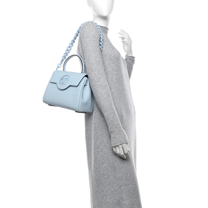 Versace Calfskin Medium La Medusa Top Handle Handbag Light Blue 2 of 11