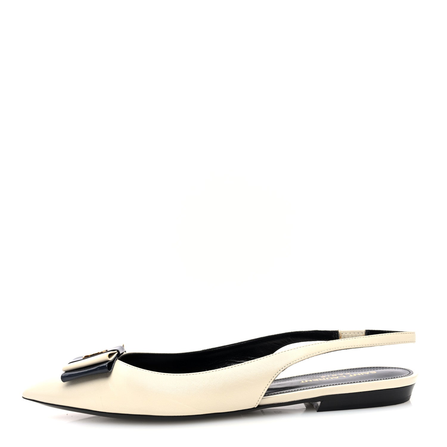 Saint Laurent Belfagor Anais Slingback Flats 39 Navy Pearl 1 of 8