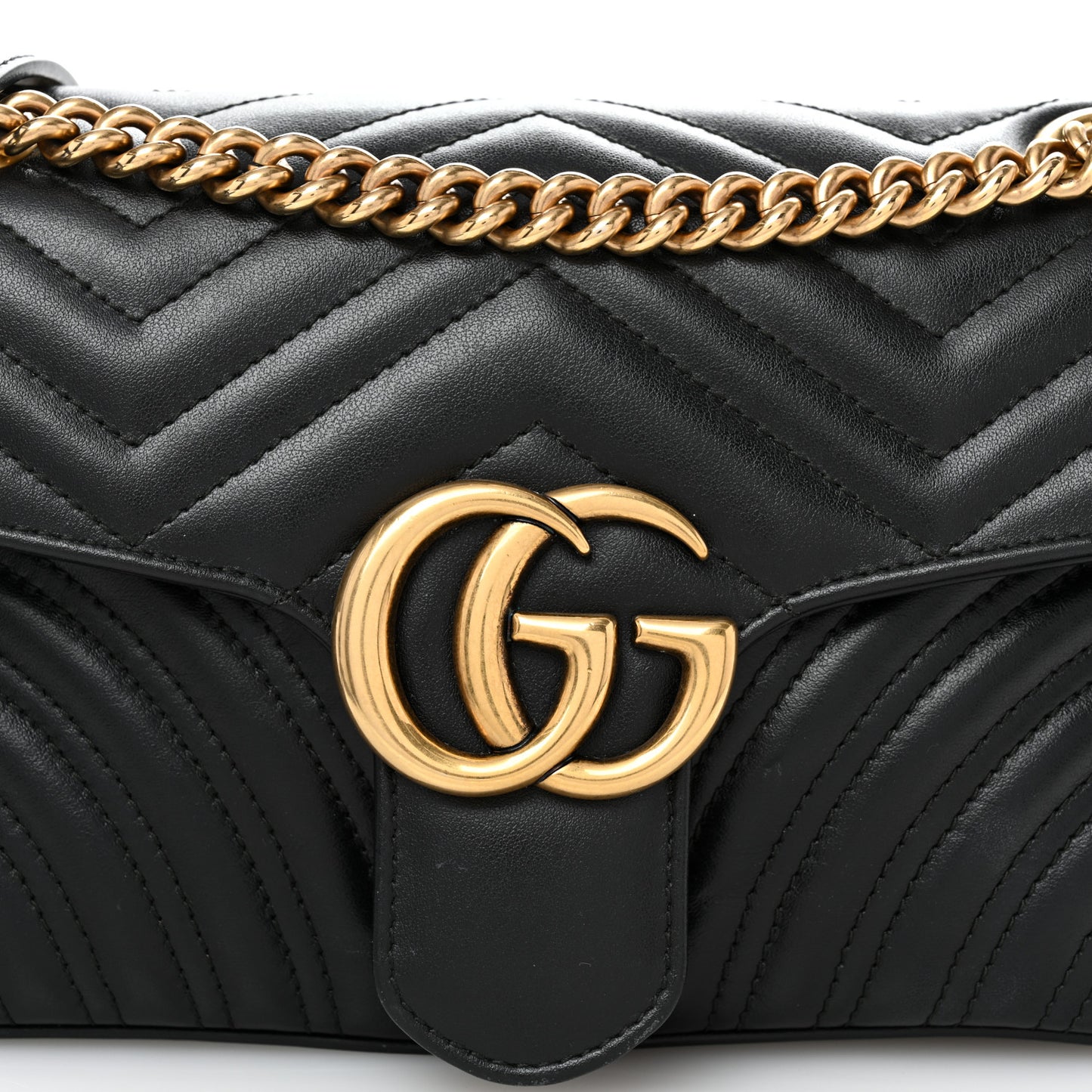 Calfskin Matelasse Small GG Marmont Shoulder Bag Black