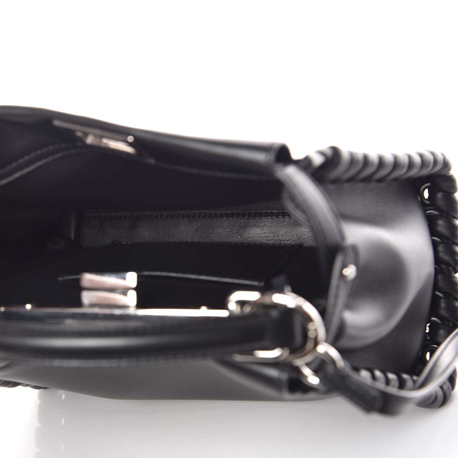 Fendi Nappa Lace Up Mini Peekaboo Iconic Satchel Black 10 of 10