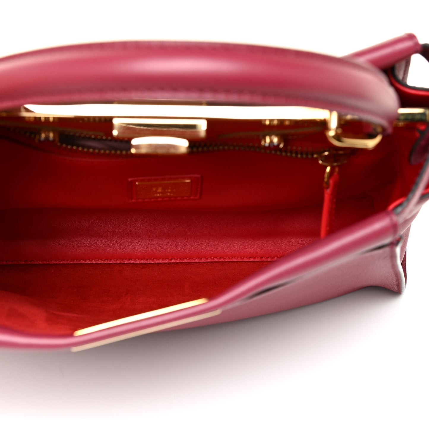 Vitello Seta Shiny Nappa Vitello Mirror Crystal Monster Eyes Medium Peekaboo Iconic Satchel Amarena Fiamma