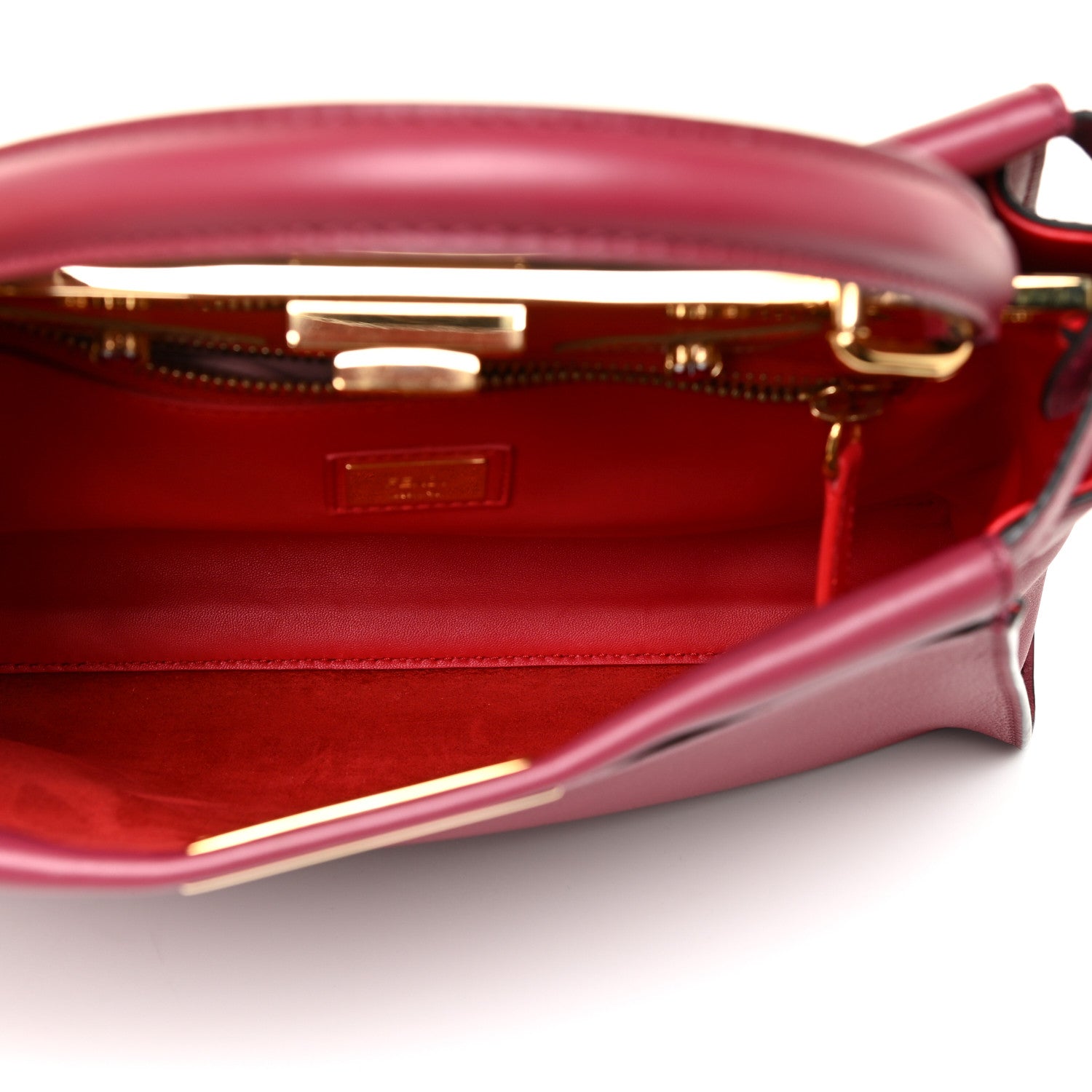 Fendi Vitello Seta Shiny Nappa Vitello Mirror Crystal Monster Eyes Medium Peekaboo Iconic Satchel Amarena Fiamma 6 of 14