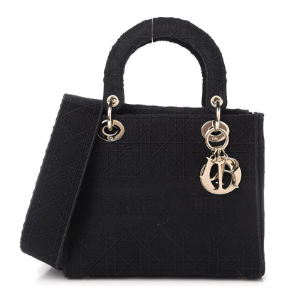 Christian Dior Canvas Embroidered Cannage Medium Lady D-Lite Black 1 of 9