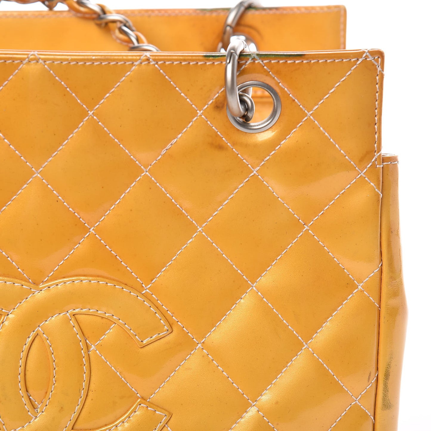 Patent Quilted Petit Timeless Tote PTT Yellow