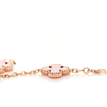 Van Cleef & Arpels 18K Rose Gold Carnelian 5 Motifs Guilloche Vintage Alhambra Bracelet 4 of 5
