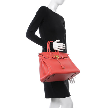 Hermes Taurillon Clemence Birkin 35 Rouge Pivoine 2 of 37