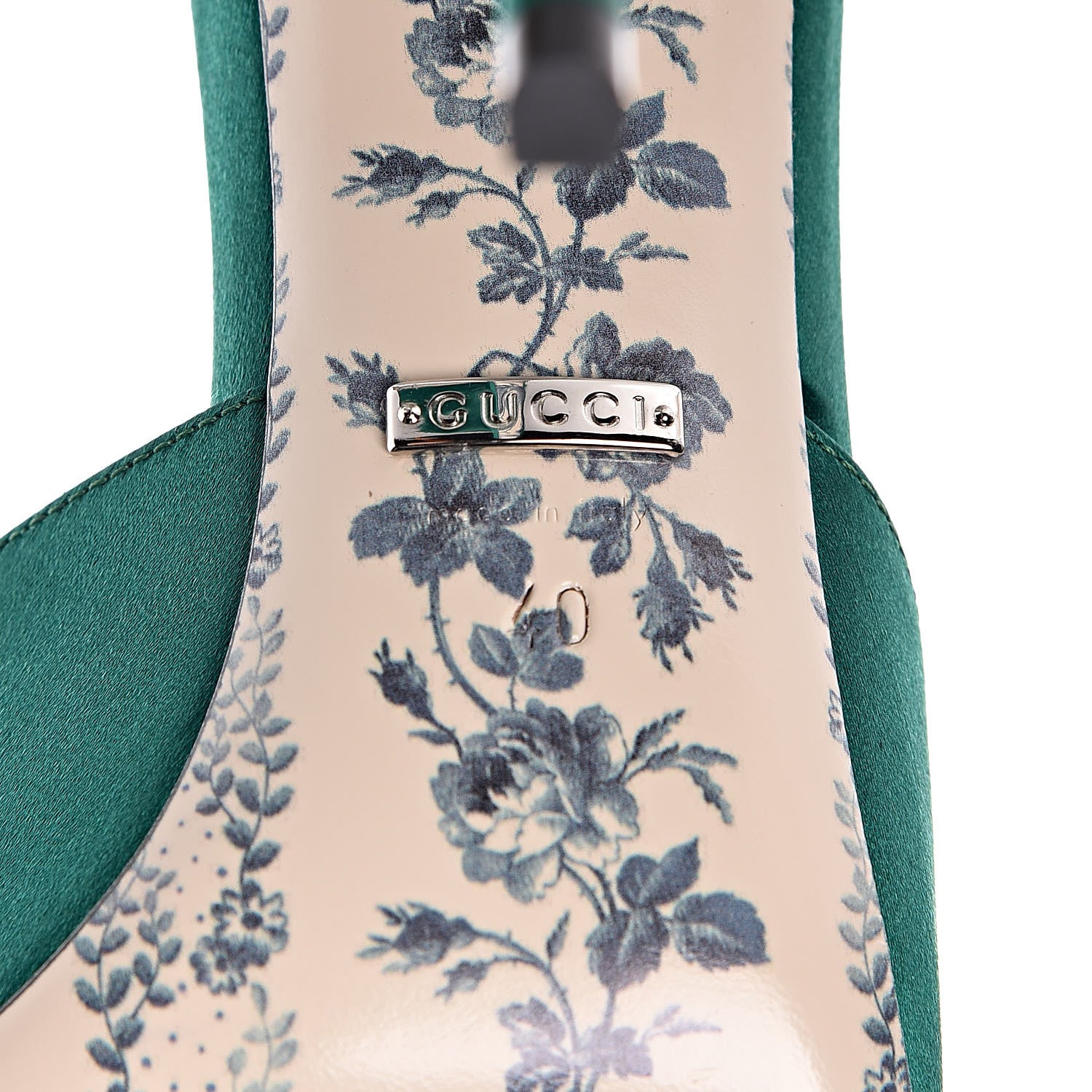 Gucci Satin Daisy Ankle Strap d'Orsay 105 Pumps 40 Emerald Green 7 of 8