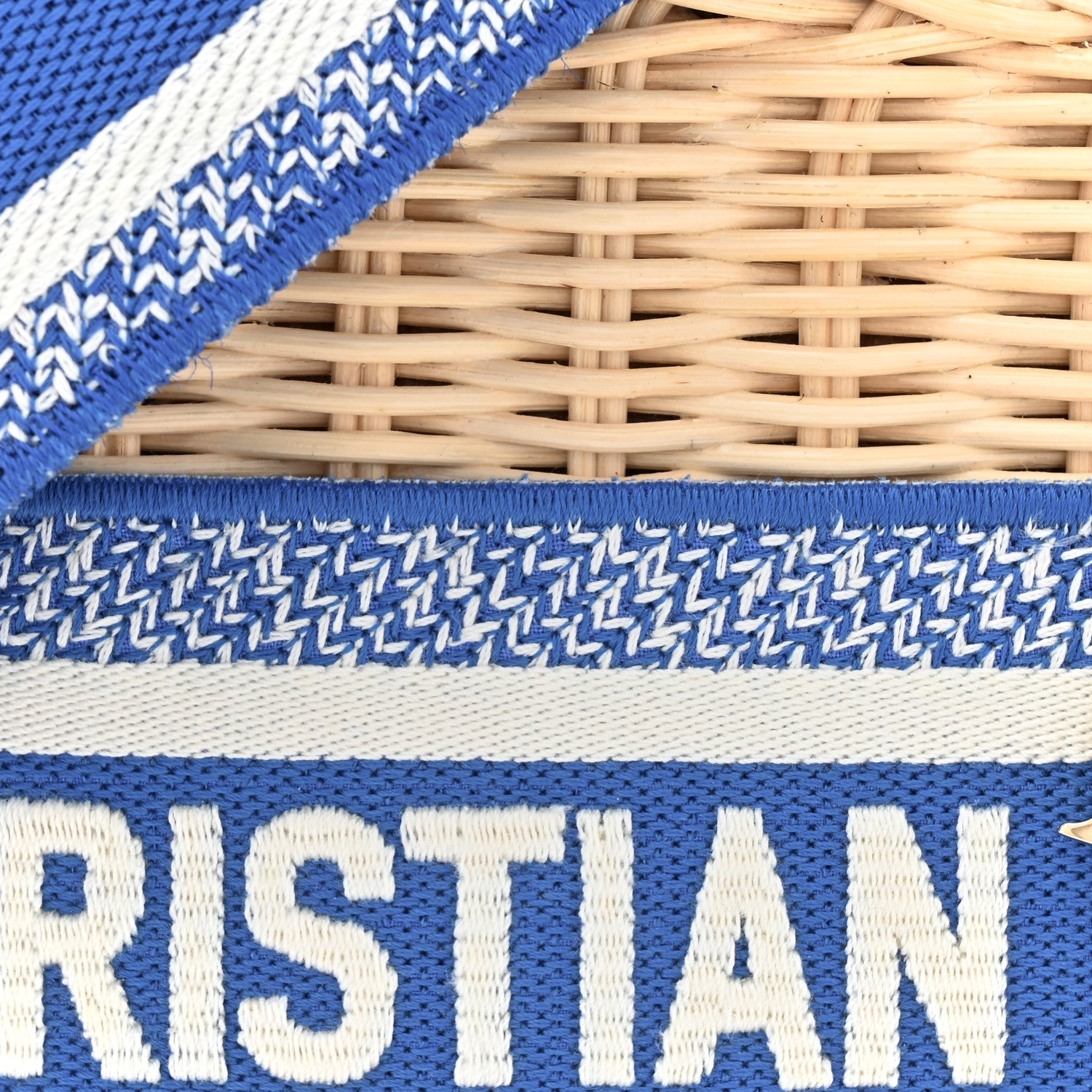 Christian Dior Wicker Oblique Mini Lady Dior Bag Florescent Blue 8 of 12