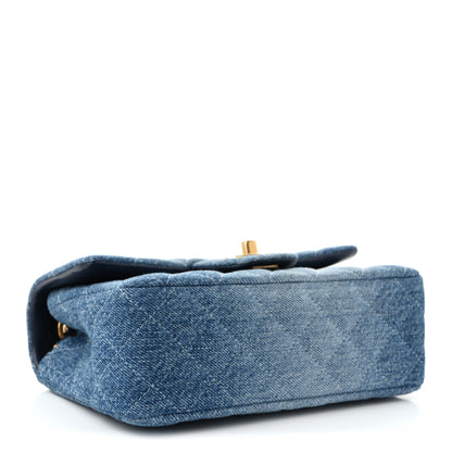Chanel Washed Denim Quilted Mini Rectangular Flap Blue 4 of 11