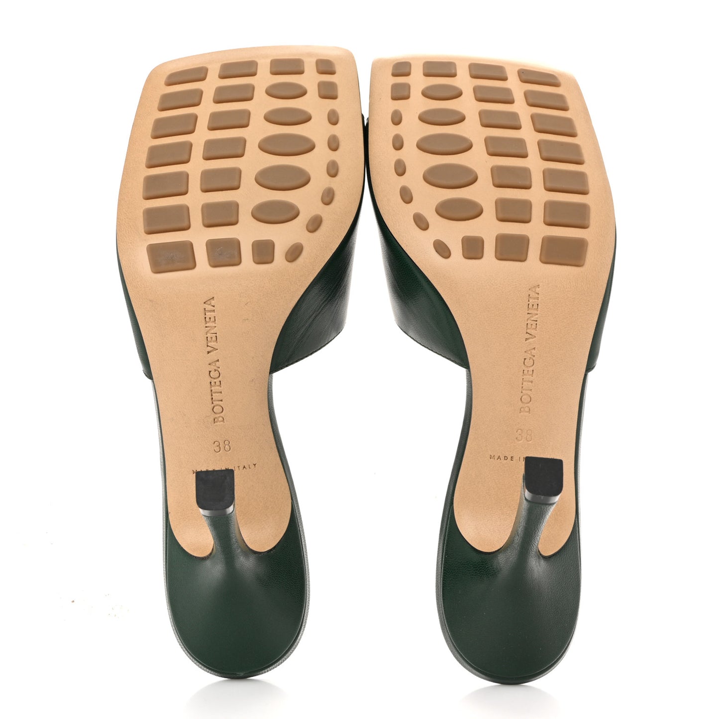 Lambskin Stretch Mule Sandals 38 Pine Green
