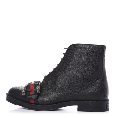 Gucci Pebbled Calfskin Dionysus Web Mens Martins Boots 7 Black 1 of 11