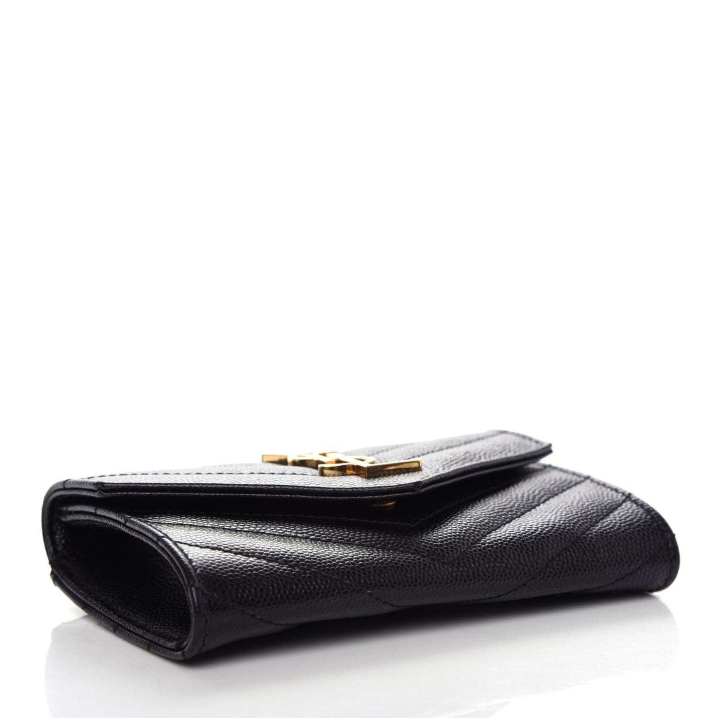Grain De Poudre Matelasse Chevron Small Monogram Envelope Wallet Black