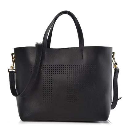 Tom Ford Calfskin Perforated Mini Logo Tote Black 1 of 6