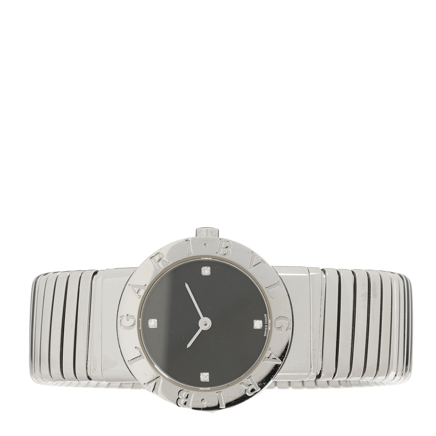 Stainless Steel Diamond 26mm Tubogas Quartz Watch Black