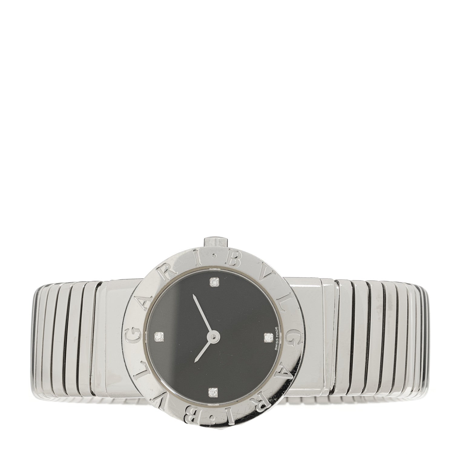 Bulgari Stainless Steel Diamond 26mm Tubogas Quartz Watch Black 2 of 4