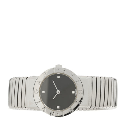 Bulgari Stainless Steel Diamond 26mm Tubogas Quartz Watch Black 2 of 4